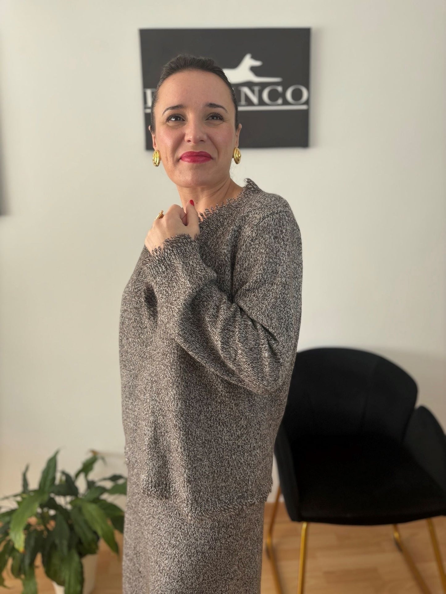 Conjunto jersey y falda de lana marrón - PODENCO