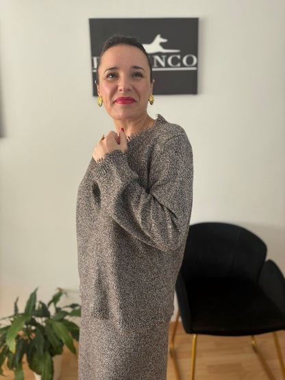 Conjunto jersey y falda de lana marrón - PODENCO